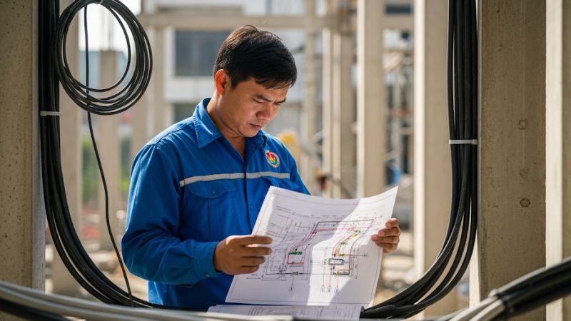Sử dụng sơ đồ lắp đặt trong lắp đặt và thi công