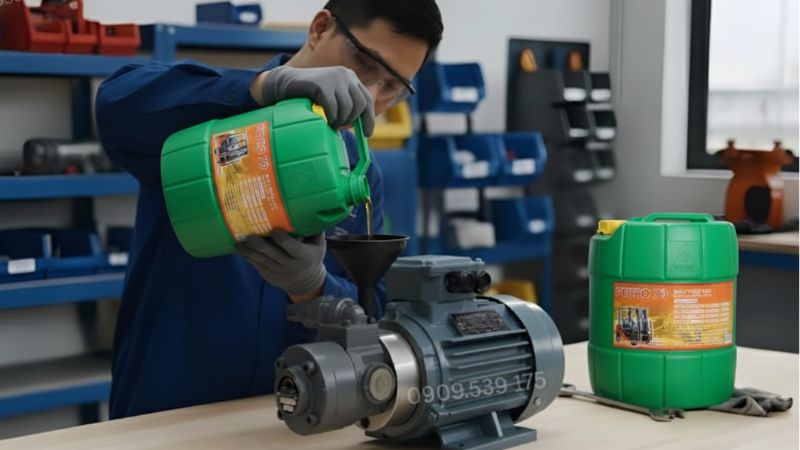 Bảo dưỡng và thay thế dầu thủy lực cho động cơ.