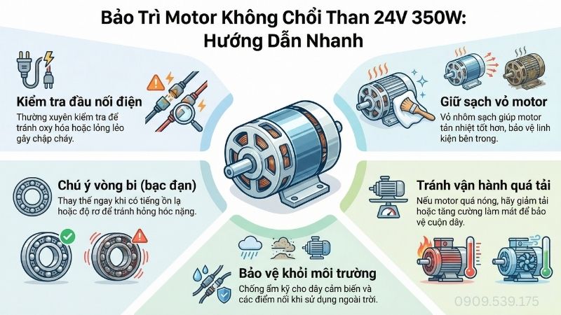 Bảo trì motor không chổi than 24v 350w.