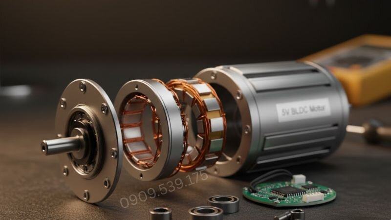 Cấu tạo động cơ không chổi than 5V.
