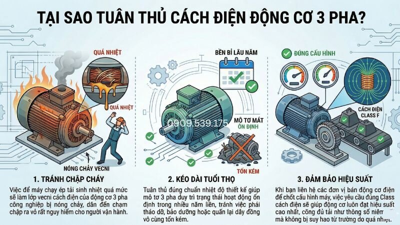 Tại sao cần tuân thủ tiêu chuẩn cách điện của động cơ 3 pha